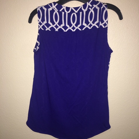 Hanna and Grace Small Blue & White Sleeveless Top - Picture 2 of 4